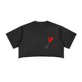 The Spark & The Work Snow Washed Raw Edge Crop Tee