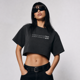 The Spark & The Work Snow Washed Raw Edge Crop Tee