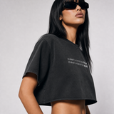 The Spark & The Work Snow Washed Raw Edge Crop Tee